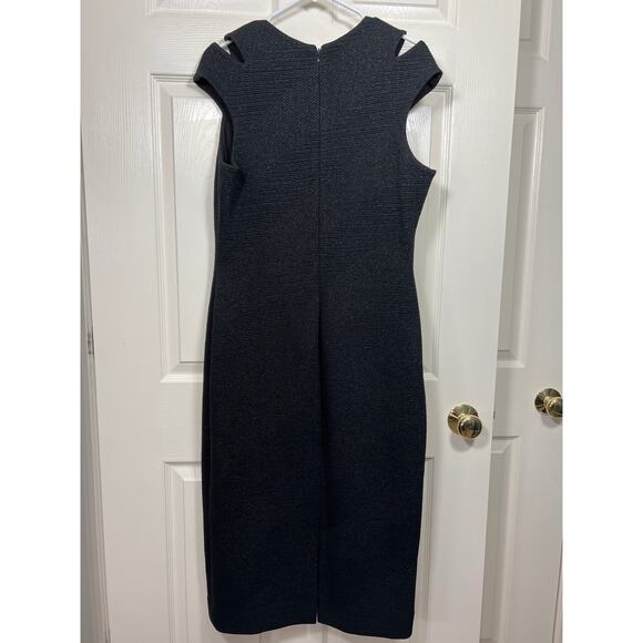 Dress the Population Bryce Midi Stretch Knit Black Metallic Dress Glam Curvy - Picture 9 of 11